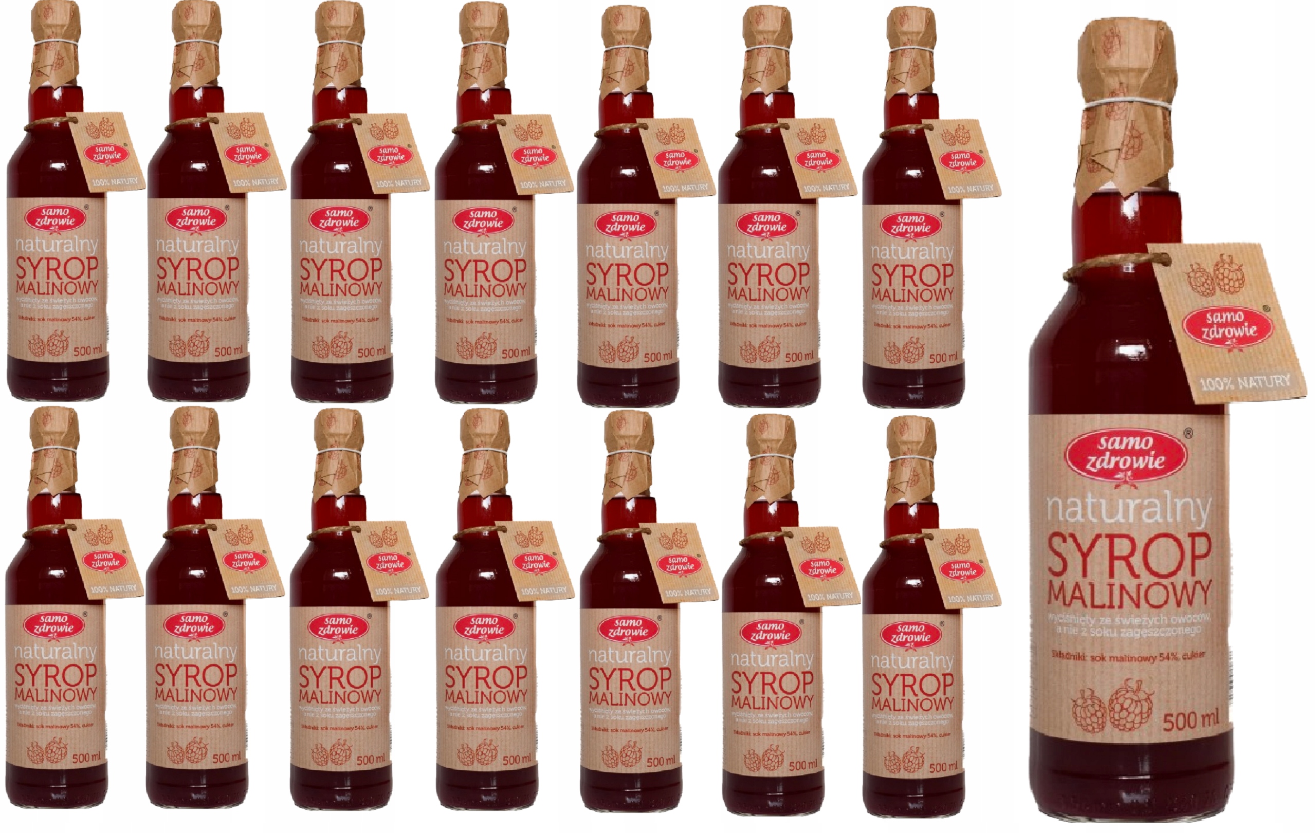 Naturalny syrop malinowy Samo Zdrowie Nfc 500 ml 15 szt.