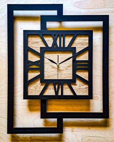 Nástěnné hodiny na zeď dřevěný loft moderní světlý dub římské číslice