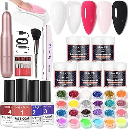 Sada dekorací na nehty pudr brokát bruska Top Základna Aktivátor