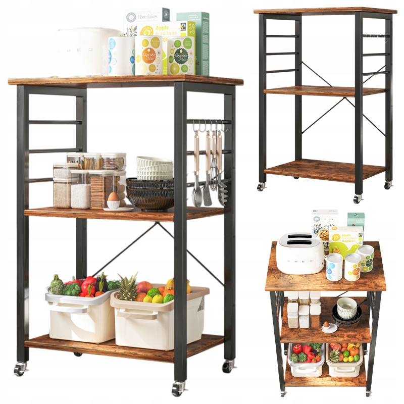 ПЕРЕДВИЖНОЙ ШКАФ НА КОЛЕСАХ ДЕРЕВЕНСКИЙ СТОЛ ДЛЯ ЗАВТРАКА КУХОННАЯ ТЕЛЕЖКА