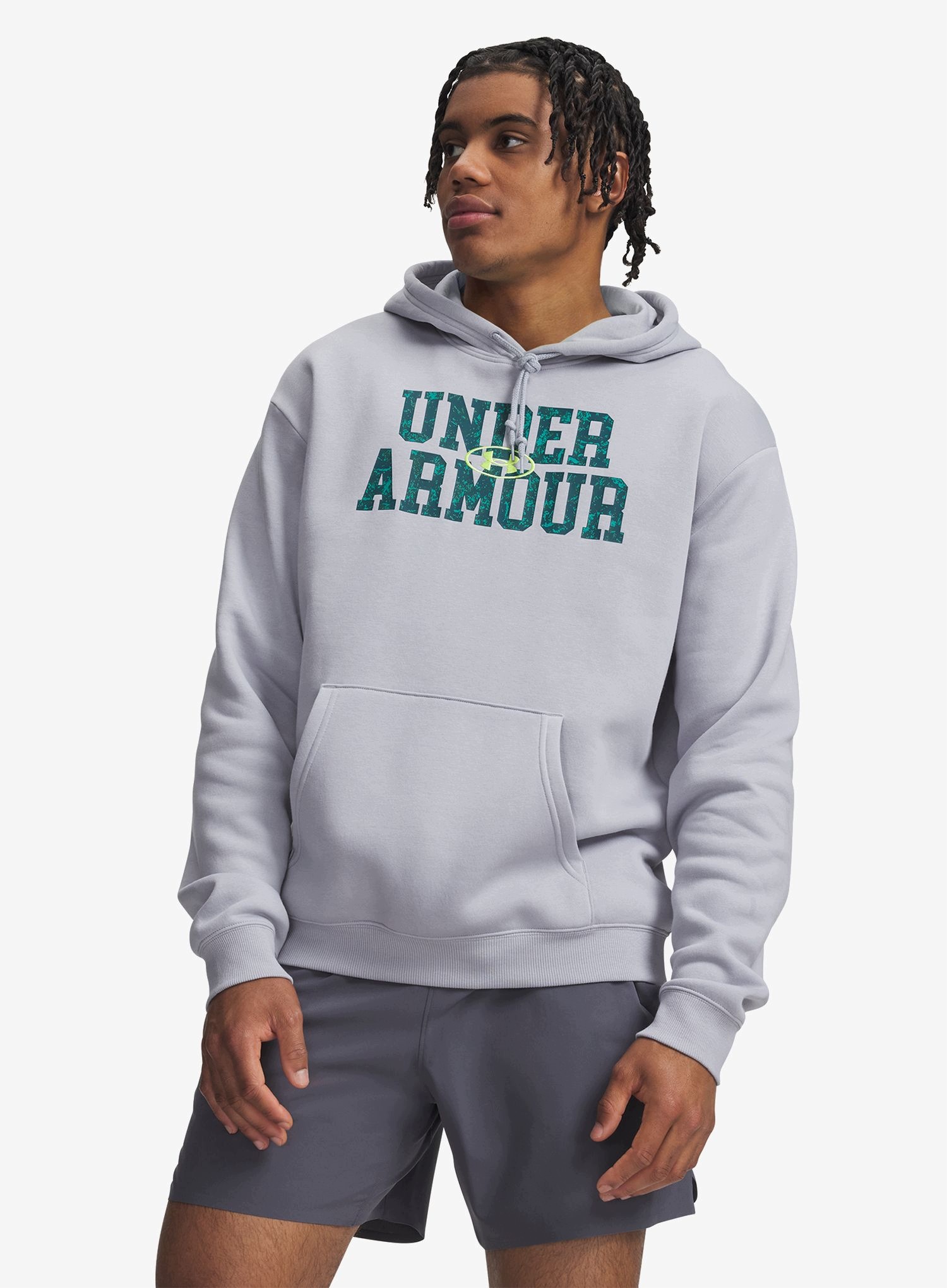 Bluza z kapturem Under Armour Rival Fleece Camo Fill Hoody gray/citrine L