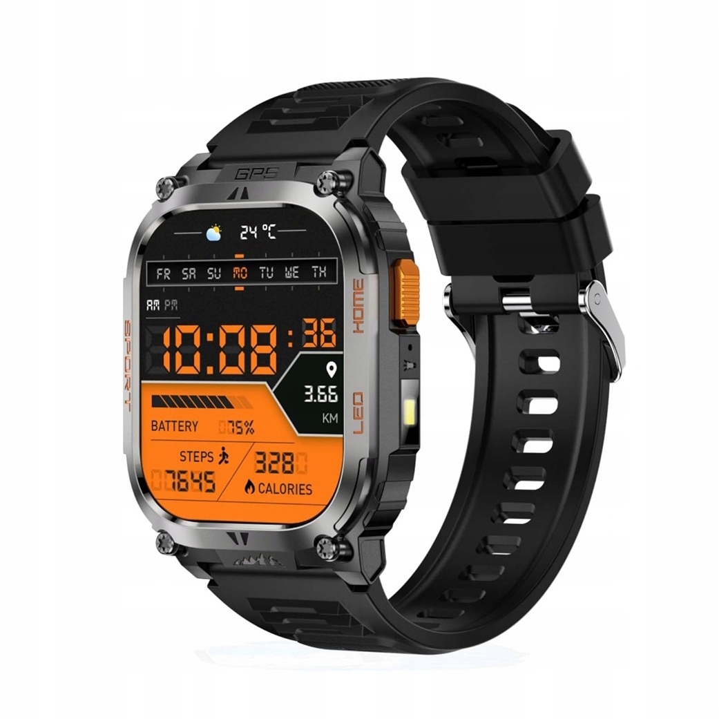 Wodoodporny Smartwatch Męski QX18 2.01 Cala Hd Gps IP68 Czarny Zegarek