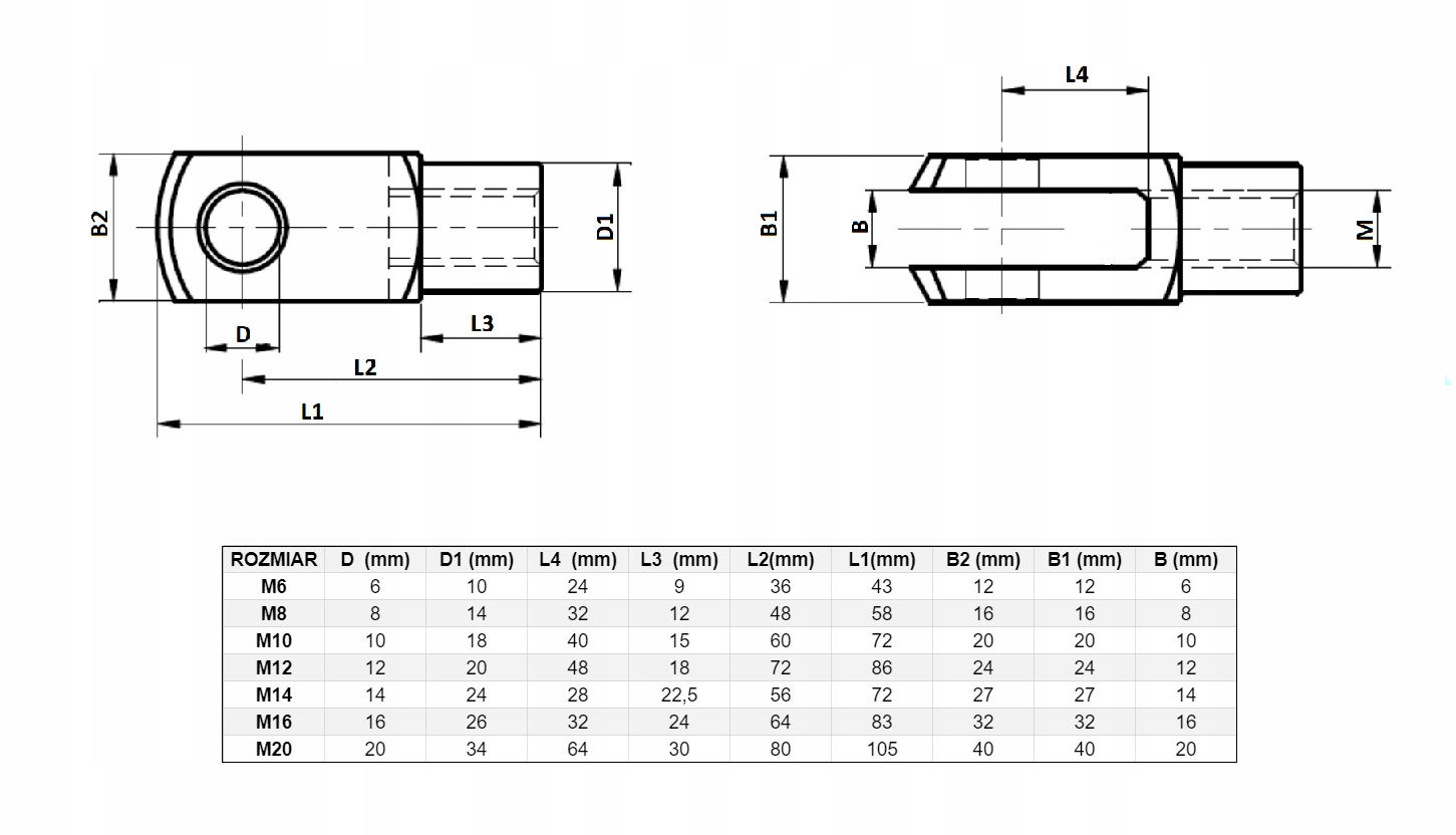 PRZEGUB WIDEŁKI M 8X32 OC DIN 71752G Kolor srebrny