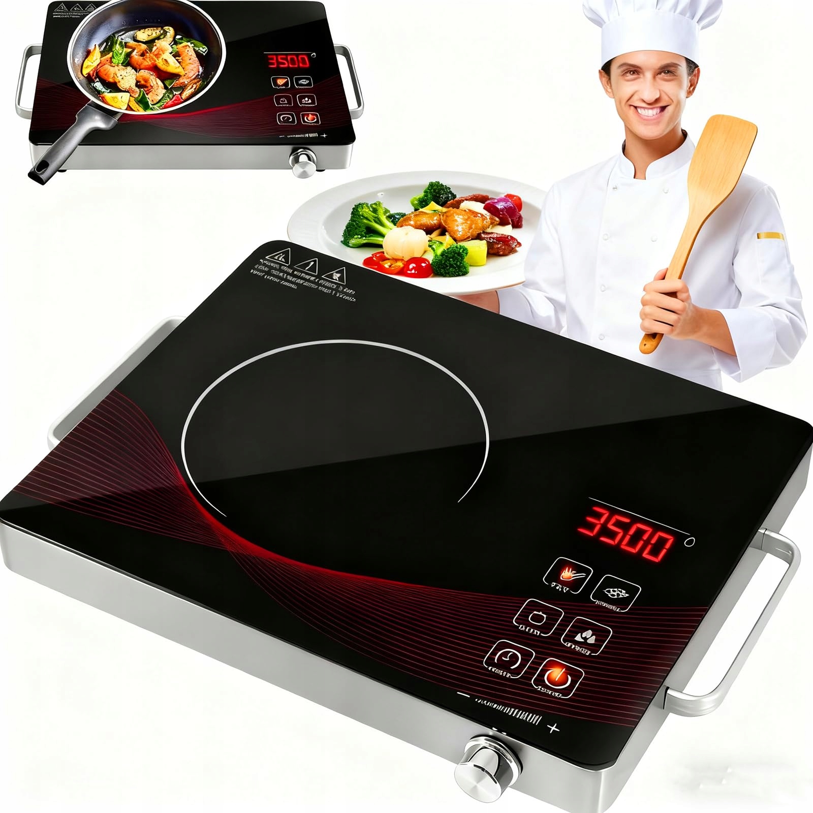 Płyta Indukcyjna Kuchenka Palnikowa Przenośna Elektryczna Czarny