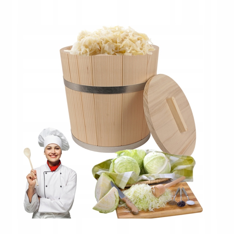 Velký Dřevěný Jedlový Sud K Nakládání Zelí Okurky S Víkem 25 L