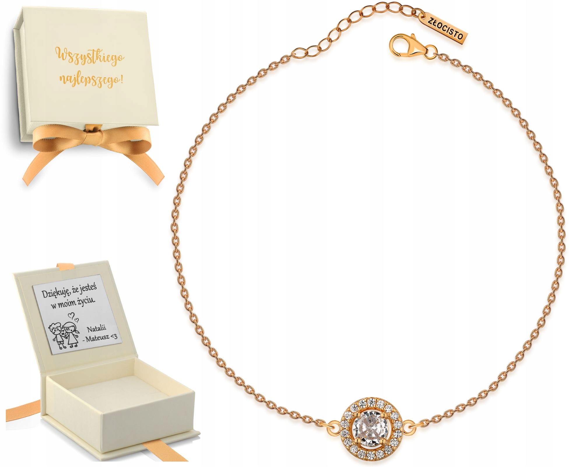 Dámský náramek z růžového pozlaceného zlata s zirkony stříbro 925