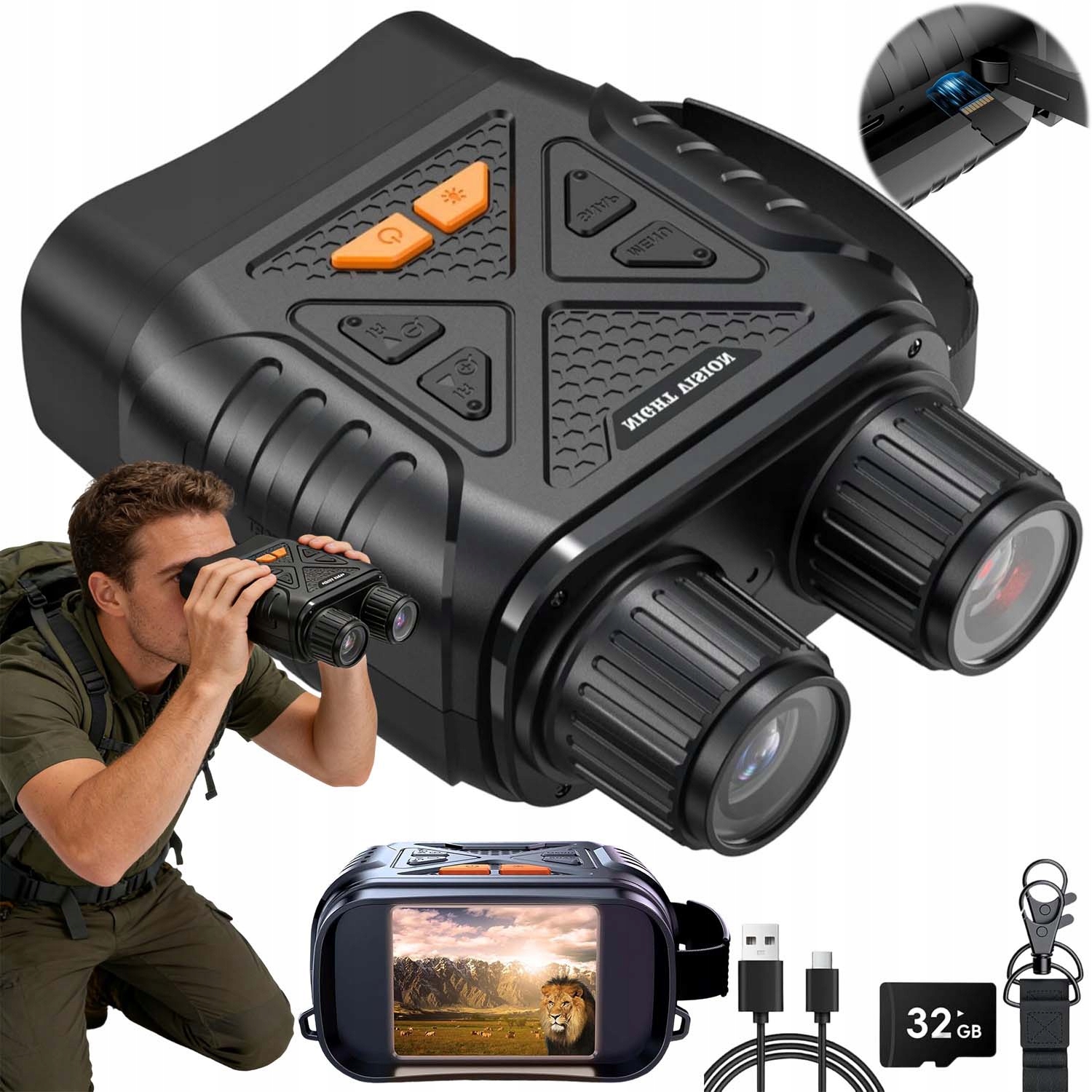 Lornetka Noktowizyjna Na Podczerwień 10X 2,8 Cala Z Karta Pamięci 32 Gb