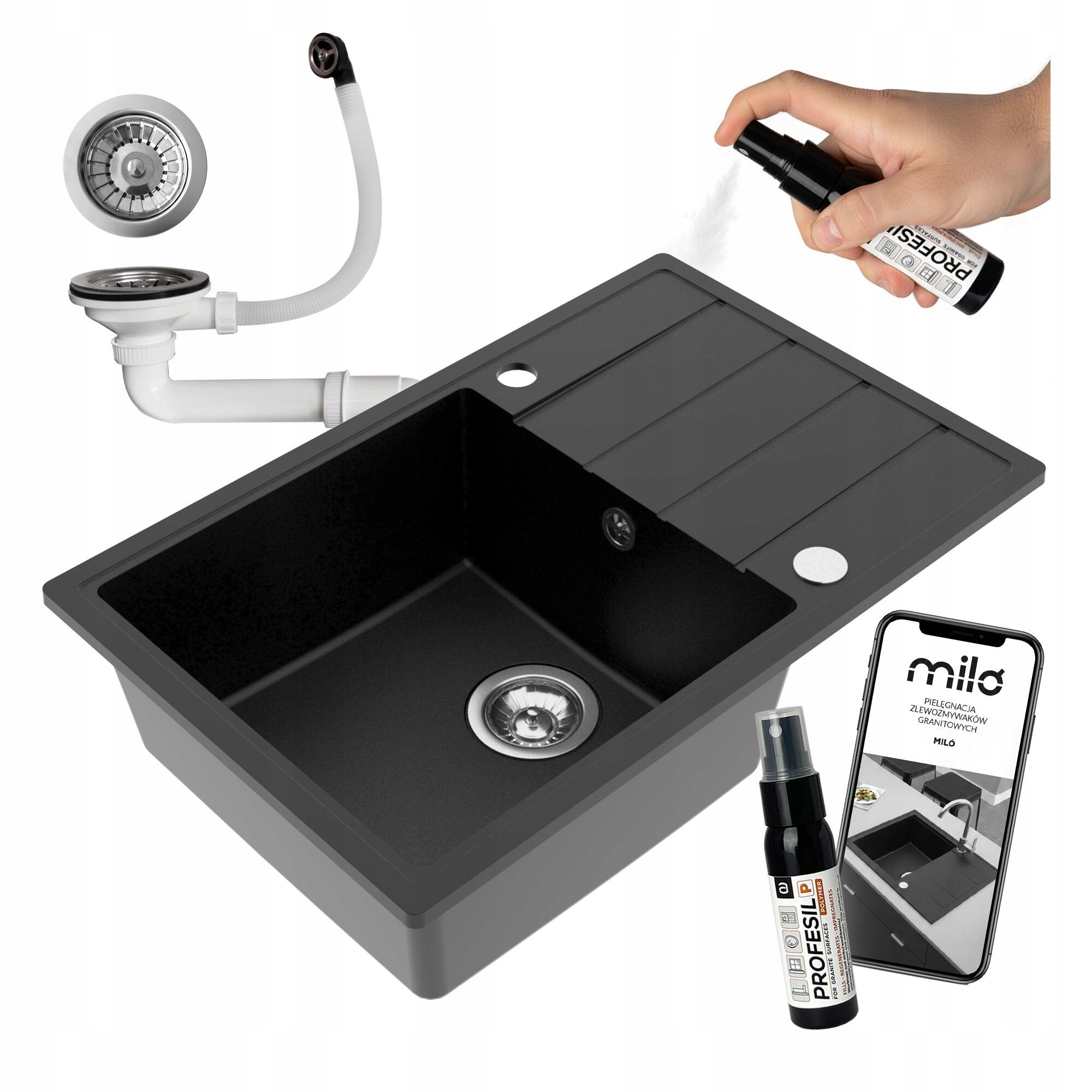 Granitový Jednokomorový Drez Metro S Krátkym Odkvapkávačom A Veľkou Komorou