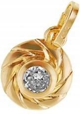 ZŁOTA OKRĄGŁA 0,41g ZAWIESZKA 585 CYRKONIA na łańcuszek modny wzór dla niej