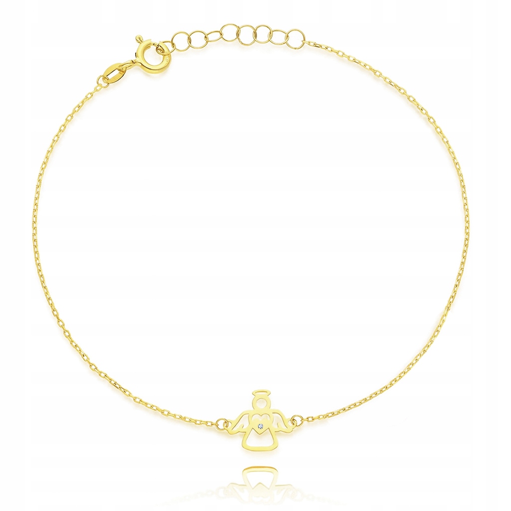 Zlatý náramek anděl s briliantem Pr. 585 Gravírování