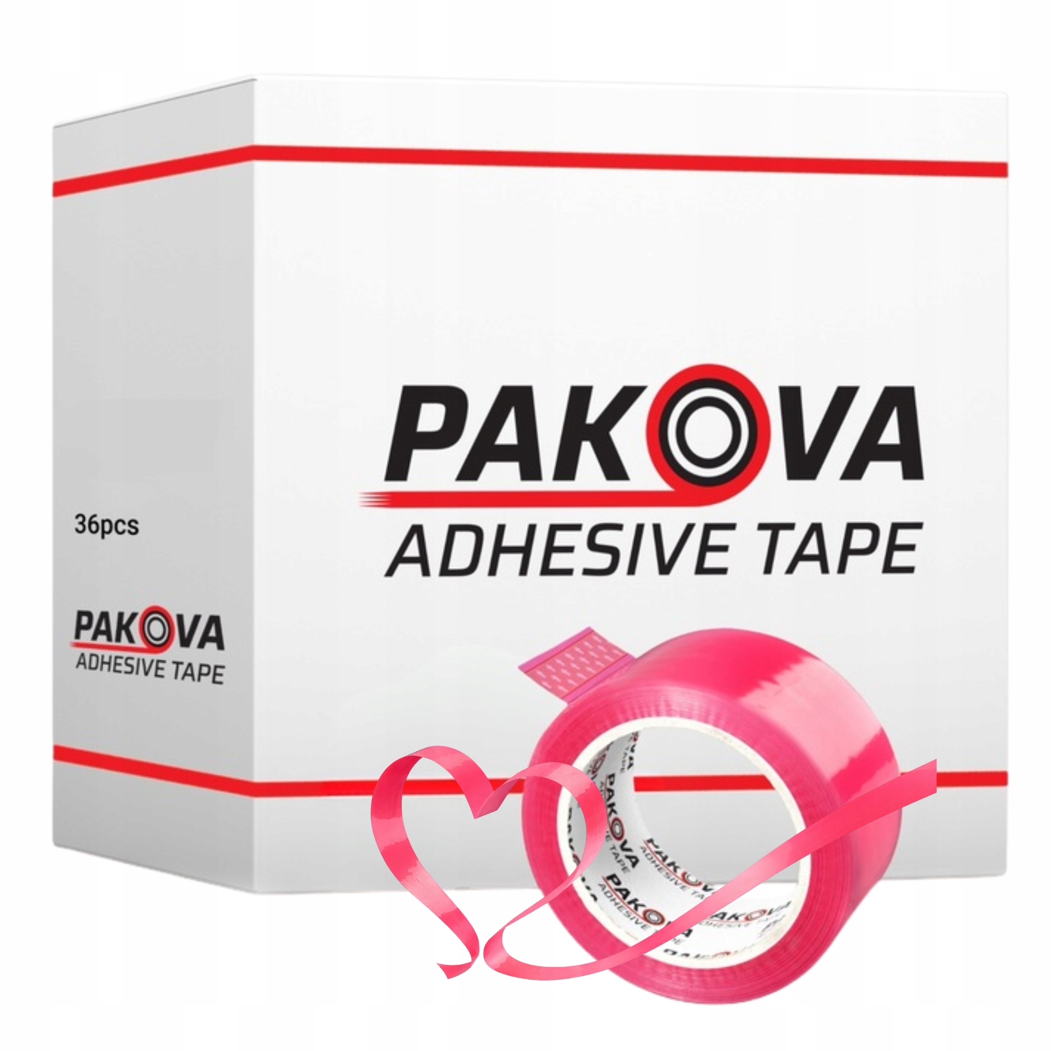 Taśma Pakowa różowa 48/100 Klejąca Mocna na Walentynki 36 szt.