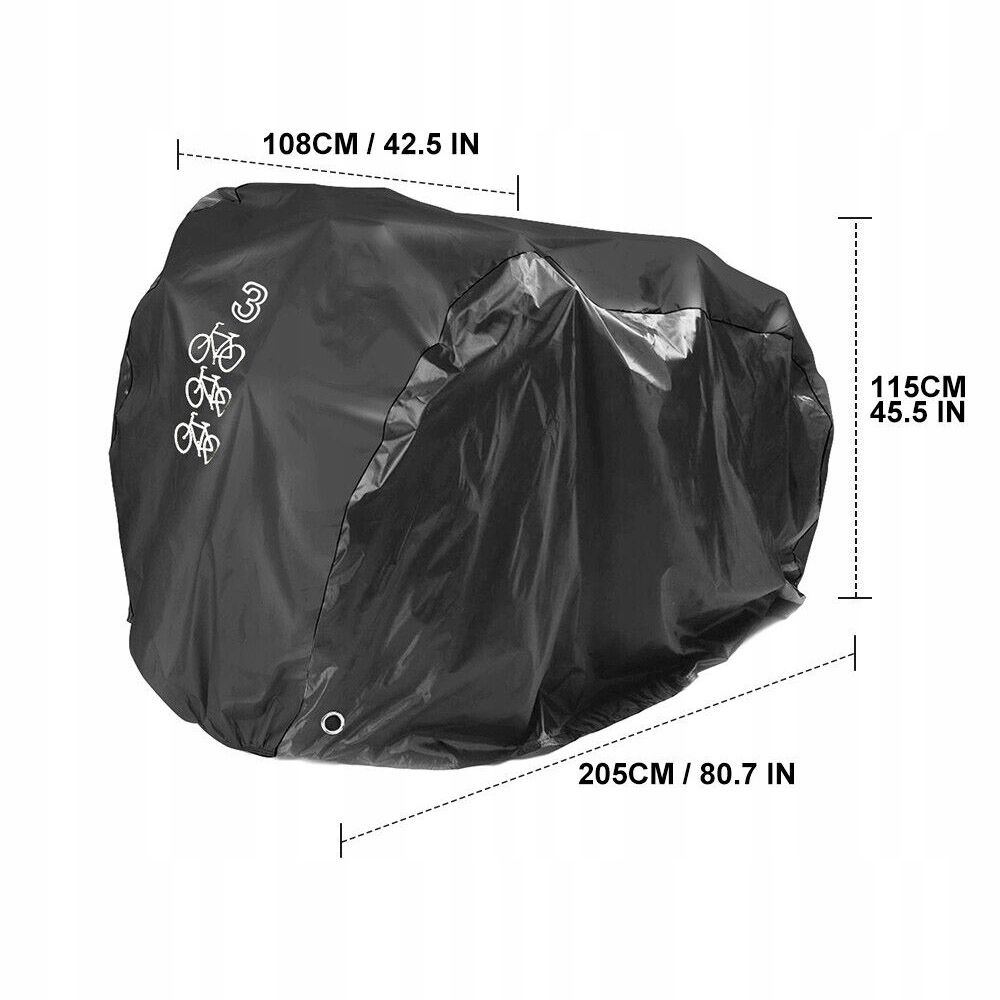 POKROWIEC NA ROWER NA 3 ROWERY WODOODPORNY OCHRONA PRZED PROMIENIOWANIEM UV Kolor dominujący czarny