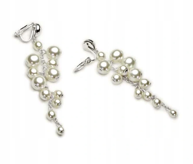 KLIPSY DŁUGIE Z PEREŁEK PERŁY PEREŁKI ECRU JABLNEX