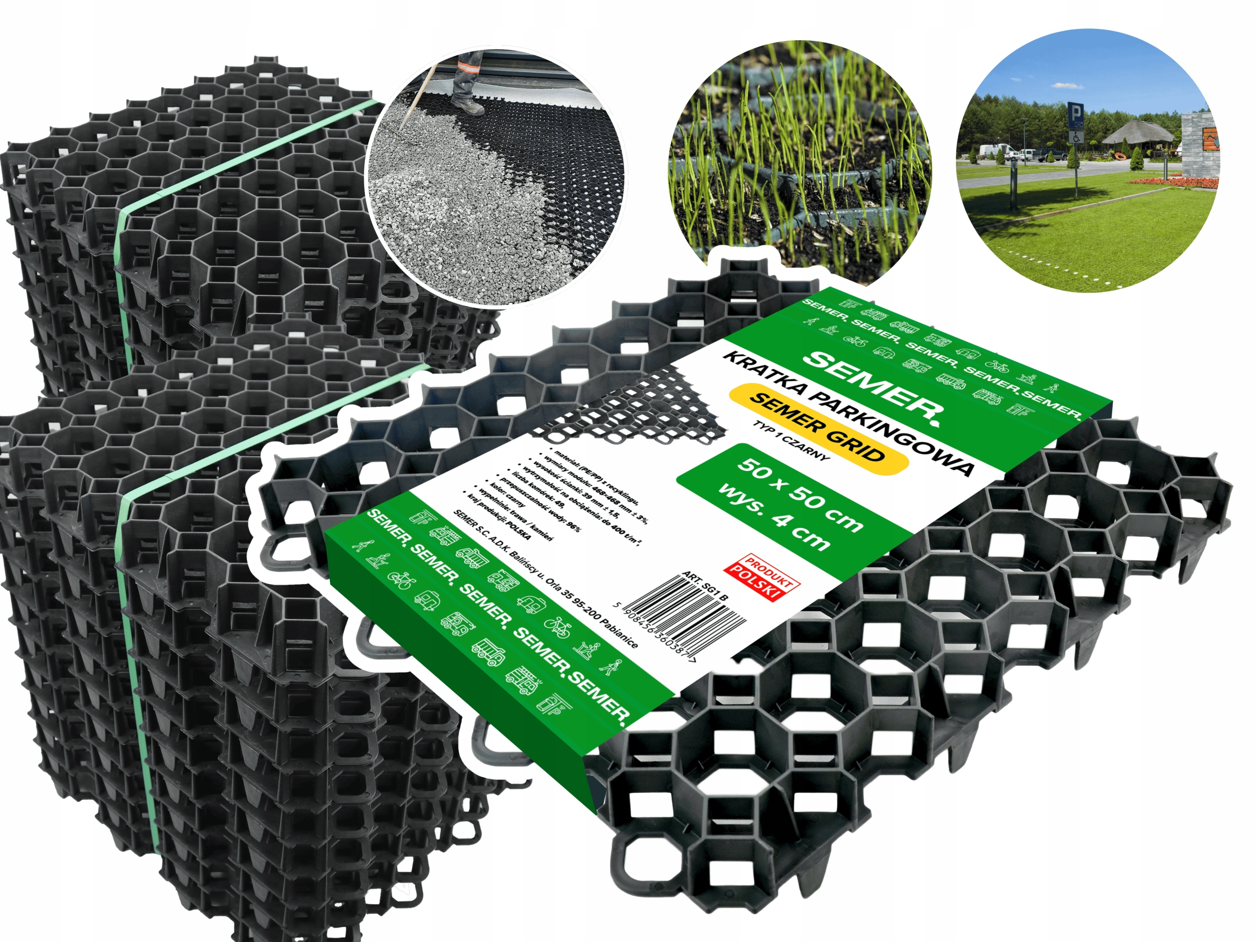 Geokrata 50x50x4 Kratka Trawnikowa Parkingowa Ekokratka Mocna Podjazd 20szt