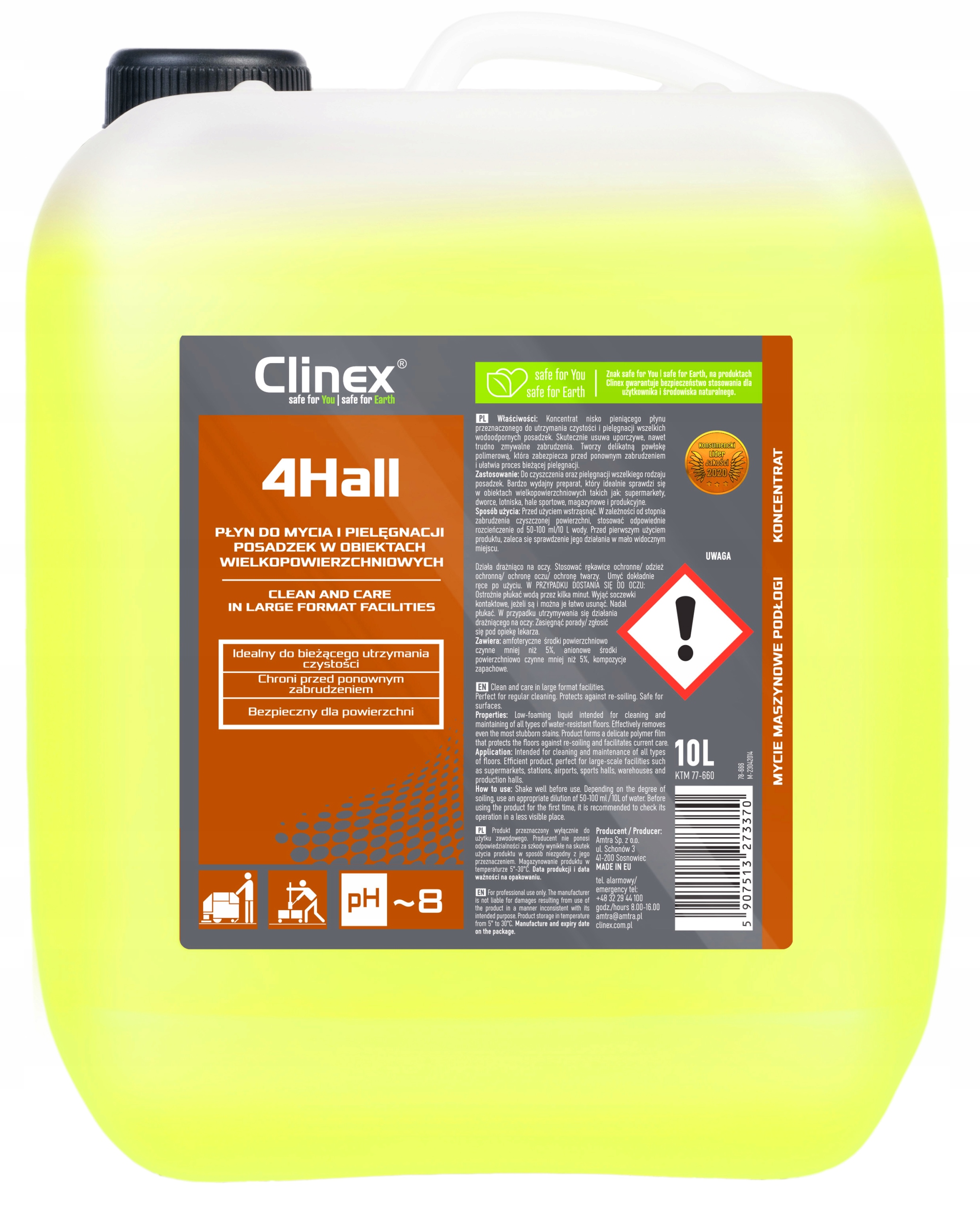 Levně Clinex – 4 Hall – Pro Mytí Podlah A Podlah – 10 L