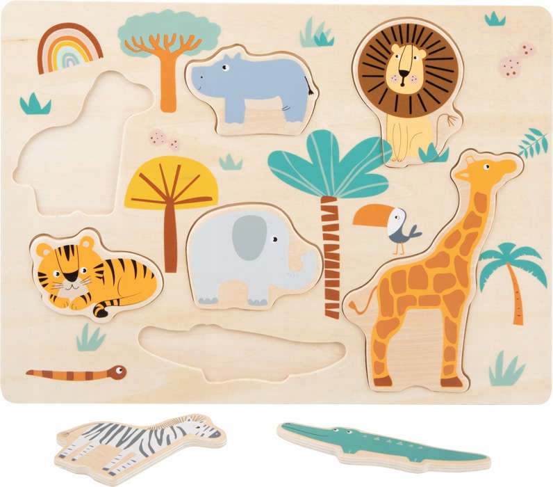 

Drewniana Układanka Safari Zwierzątka Żyrafa Lew