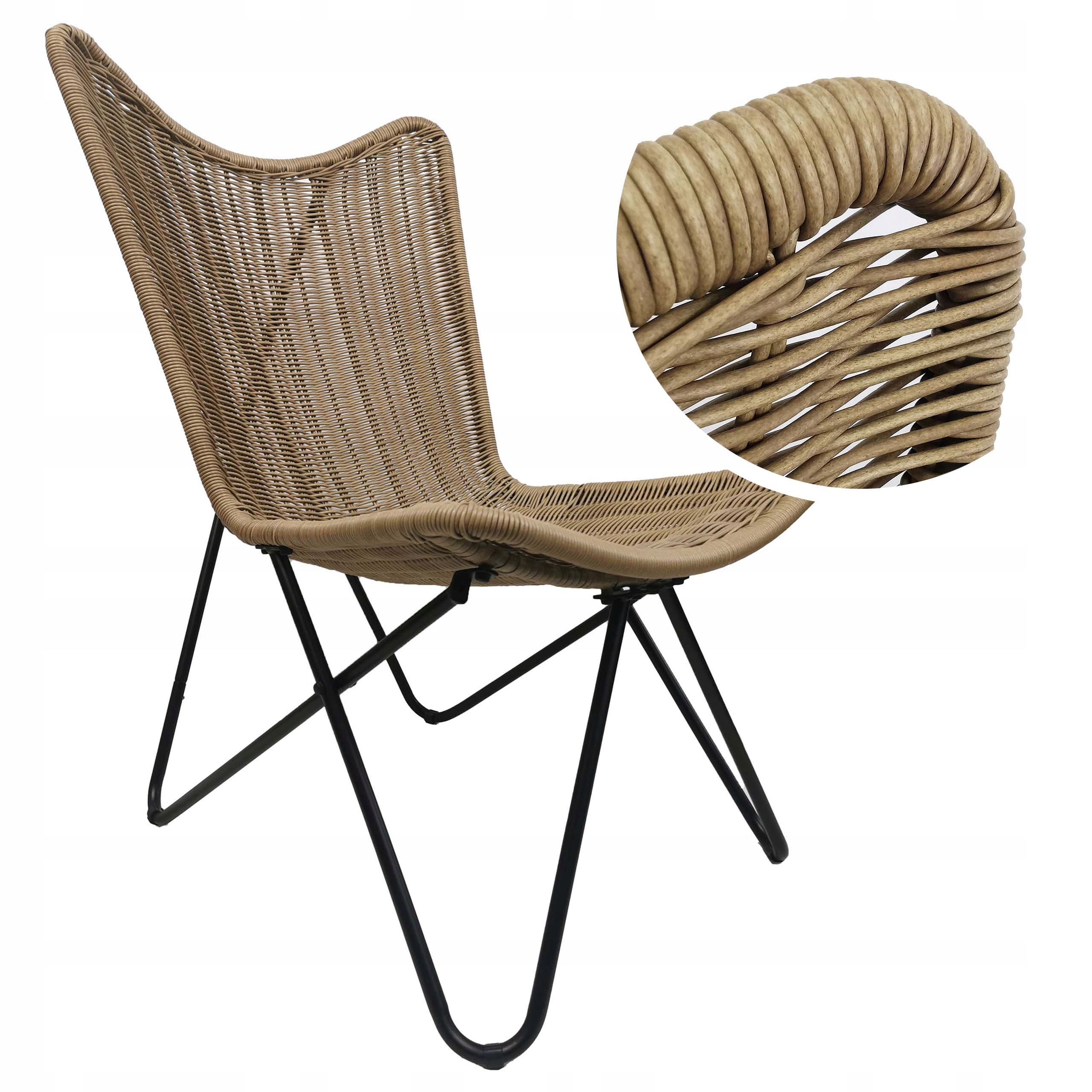 FOTEL OGRODOWY MOCNY LEŻAK BOHO DO OGRODU SALONU BALKON TARAS RATTAN RIMINI Styl nowoczesny