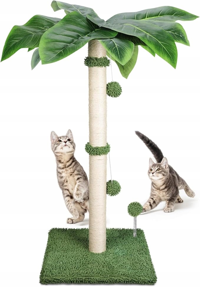 Levně Škrabadlo pro kočky, 80 cm, přírodní sisalové škrabadlo, banánové listy