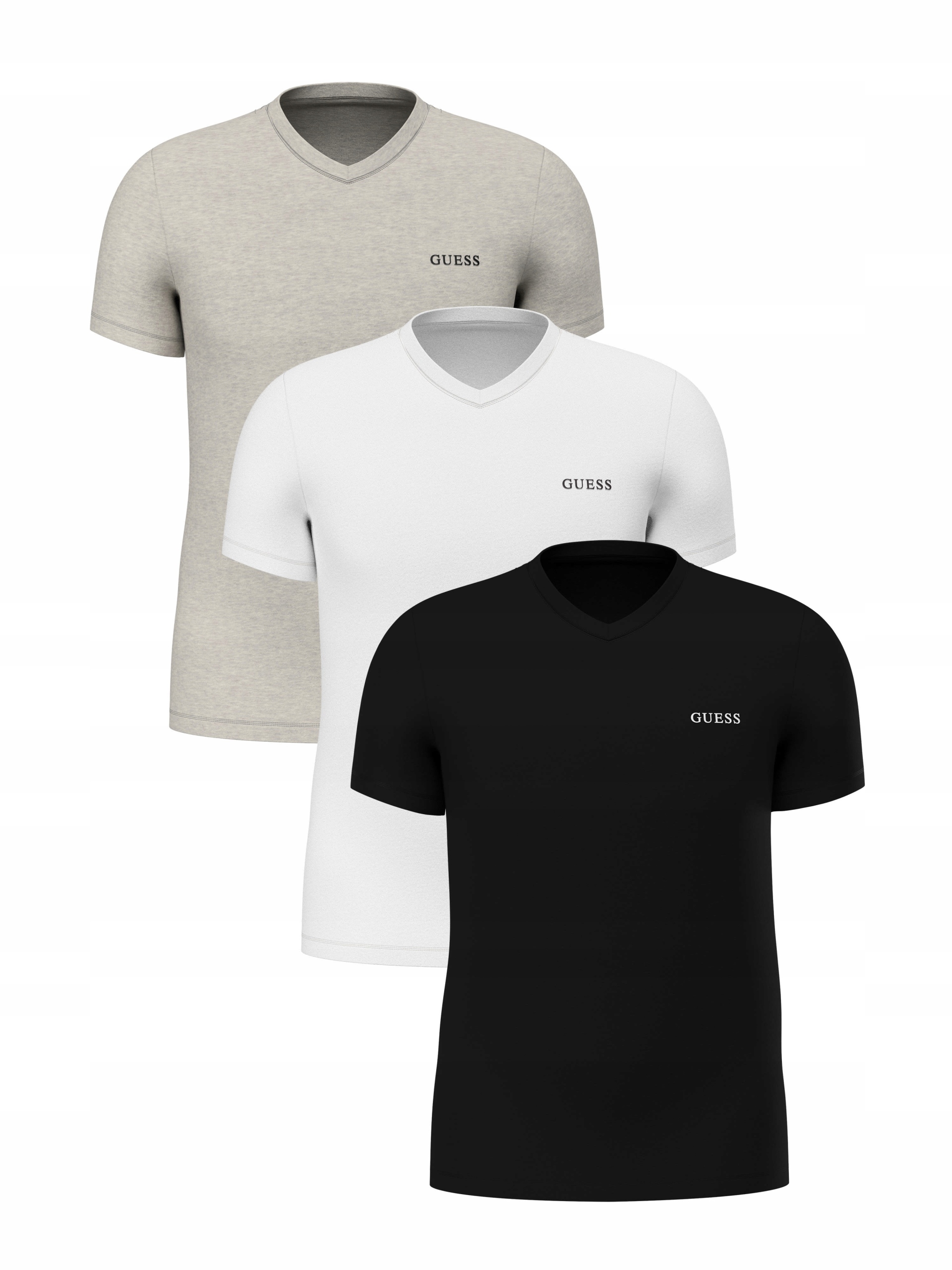 Guess Koszulka Męska T-shirt Tee Vn 3P Biała/szara/czarna r.L