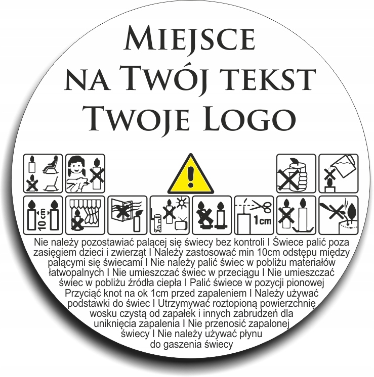 

Naklejki Twoje Logo ostrzeżenie na świece 200szt