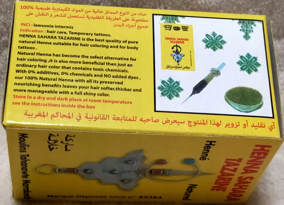 Marokańska Henna Sahara Tazarine Ruda CZERWONA LAWSONIA MEHANDI WŁOSY 100g Kod producenta 1439