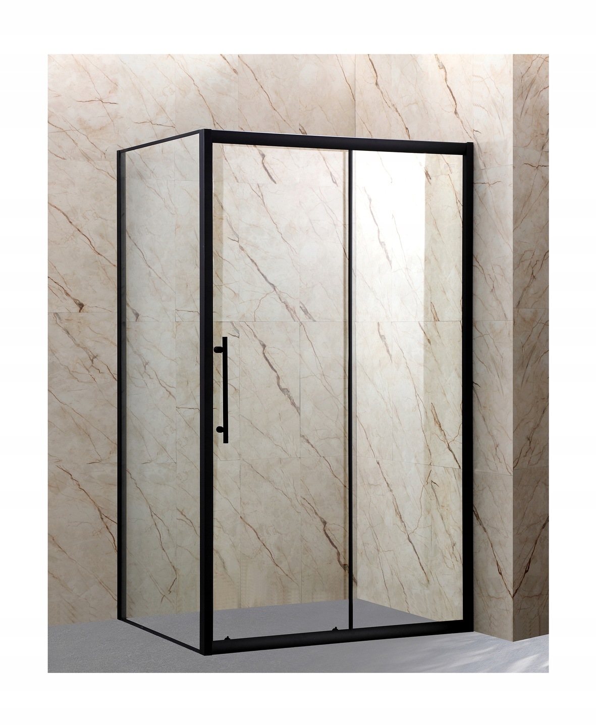 ❇️ Kabina Prysznicowa Czarna Loft 120x90 + Brodzik Slim Czarny 4 Cm + Syfon