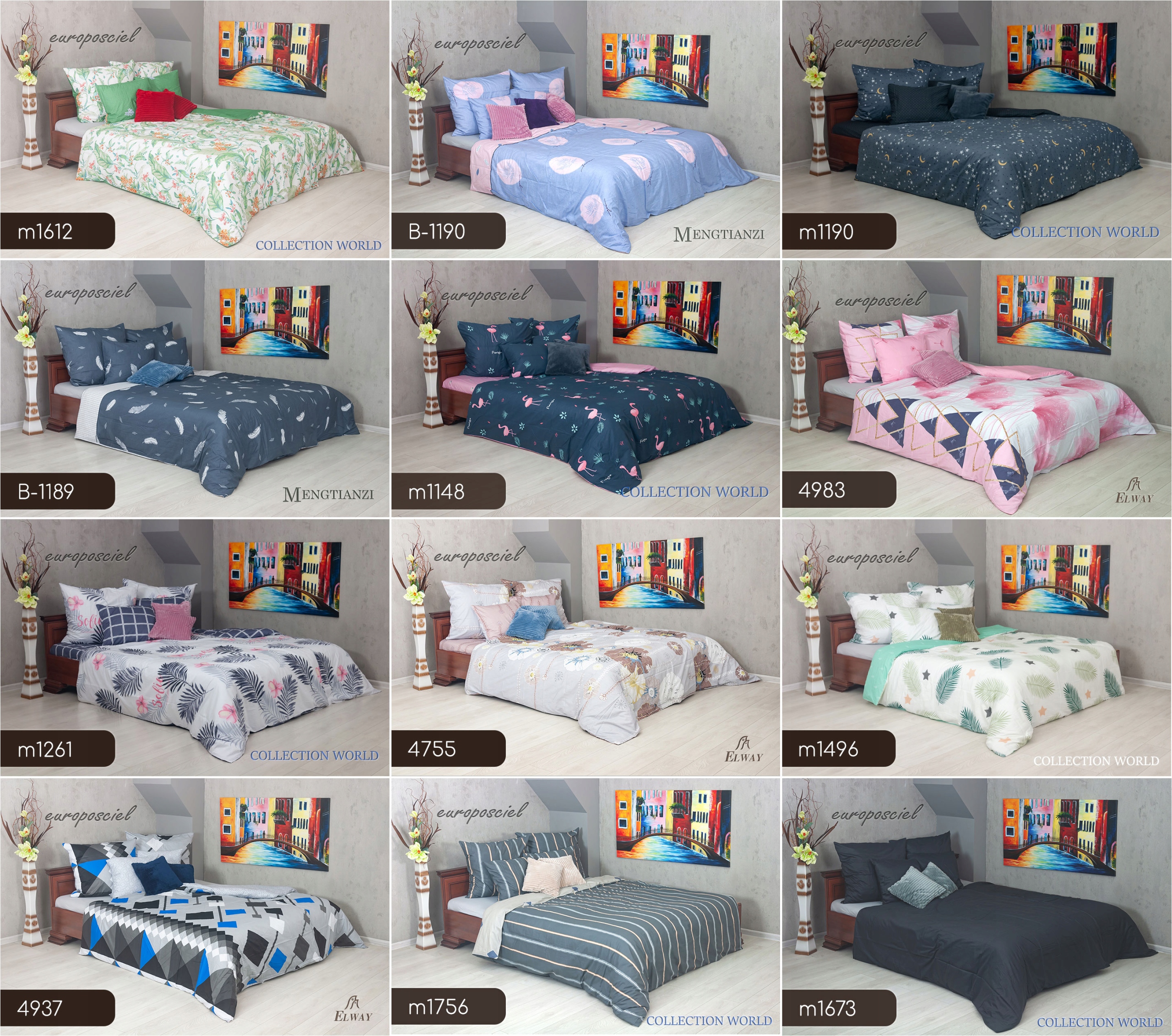 Pościel ELWAY 160x200 Bawełna Satynowa NOWE WZORY Materiał bawełna