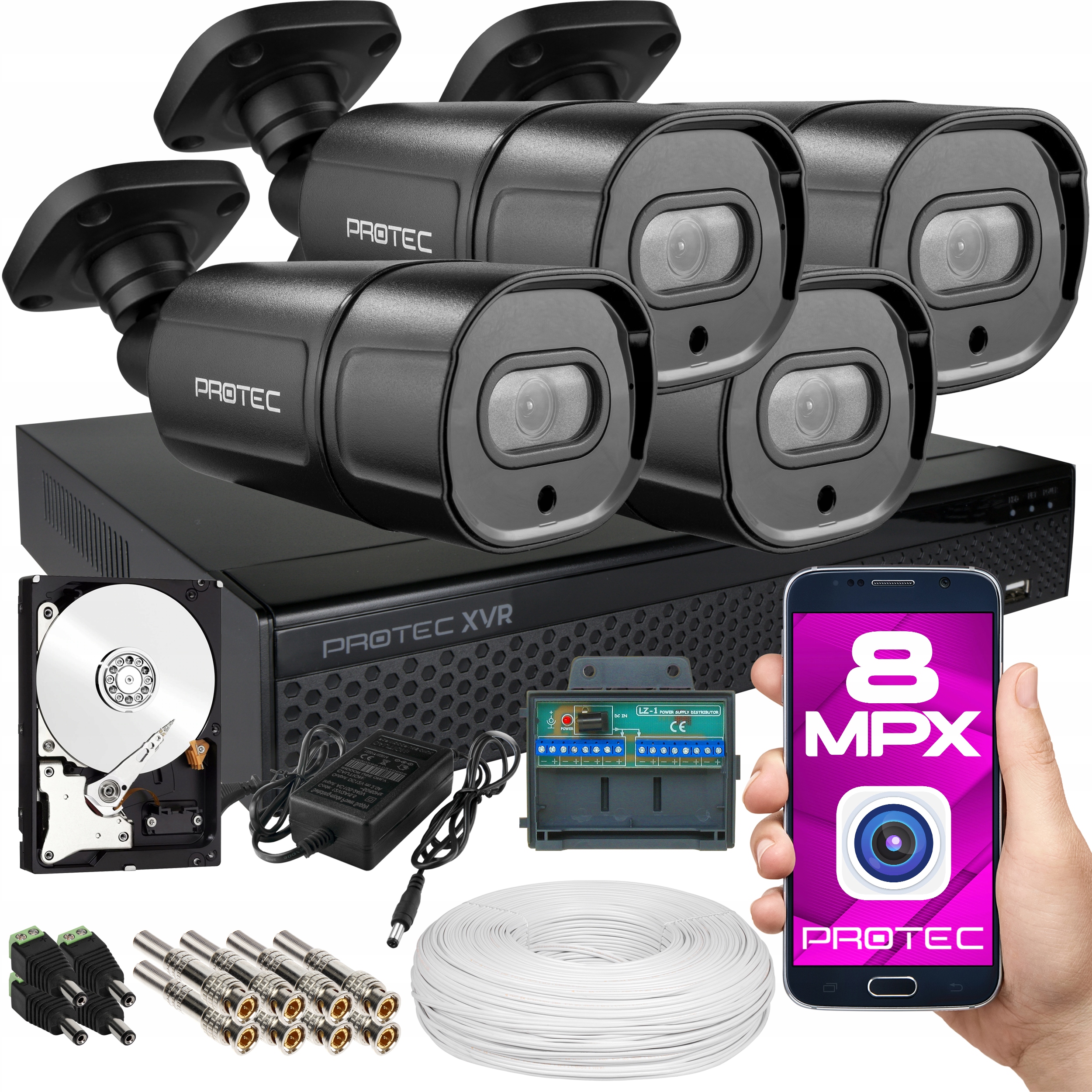 

Premium Zestaw Monitoringu 4 Kamery 4K 8MPX Czarne