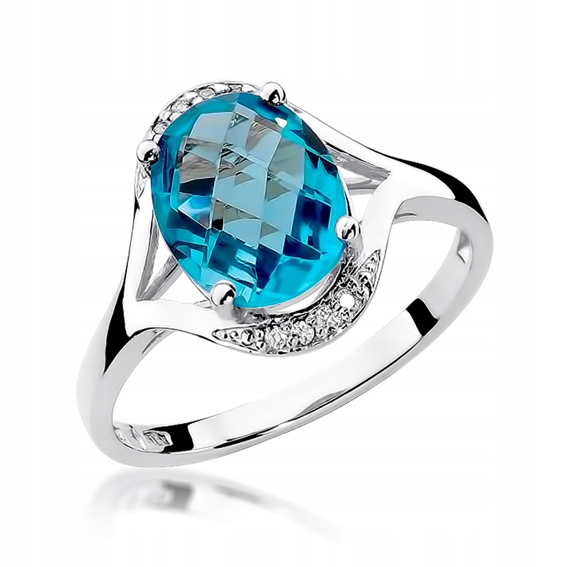 

Pierścionek topaz brylanty 585 Grawer Gratis