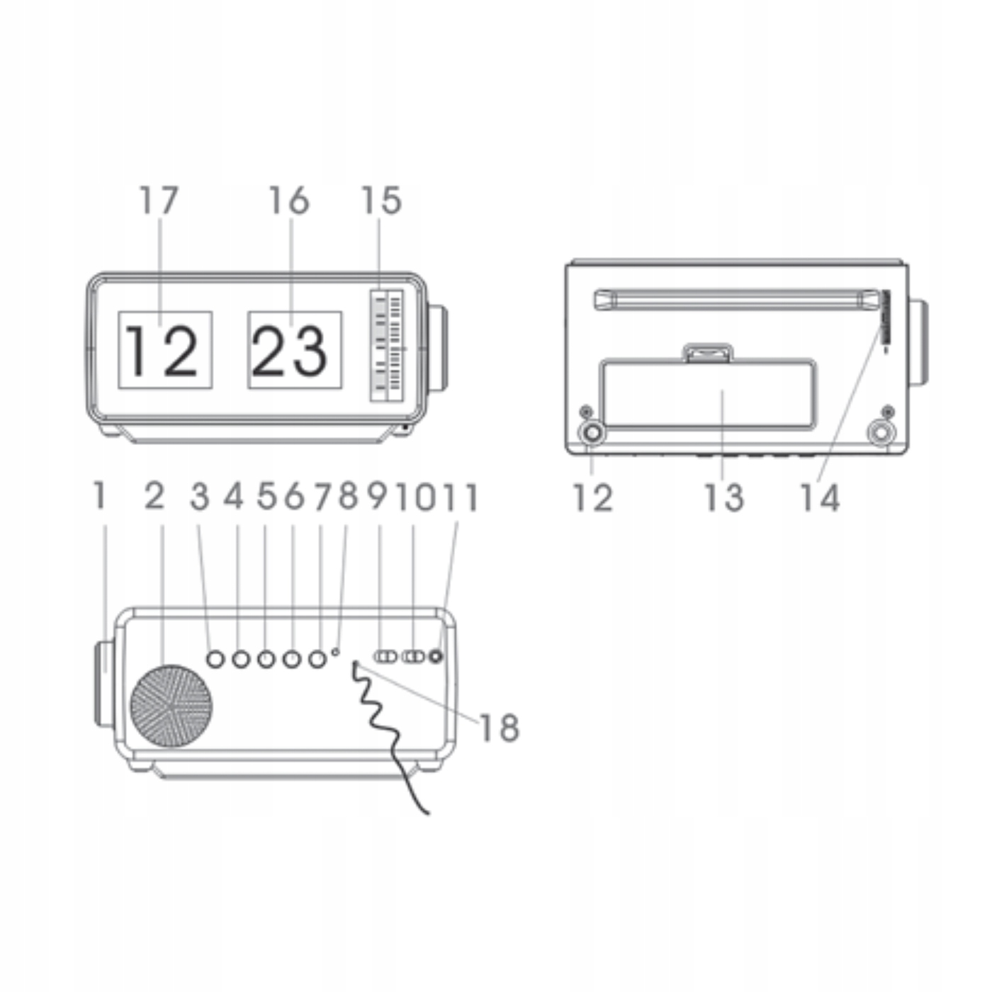 Radiobudzik FM DENVER CR-425 RETRO VINTAGE Radio FM FLIP PODŚWIETLENIE Kolor pomarańczowy