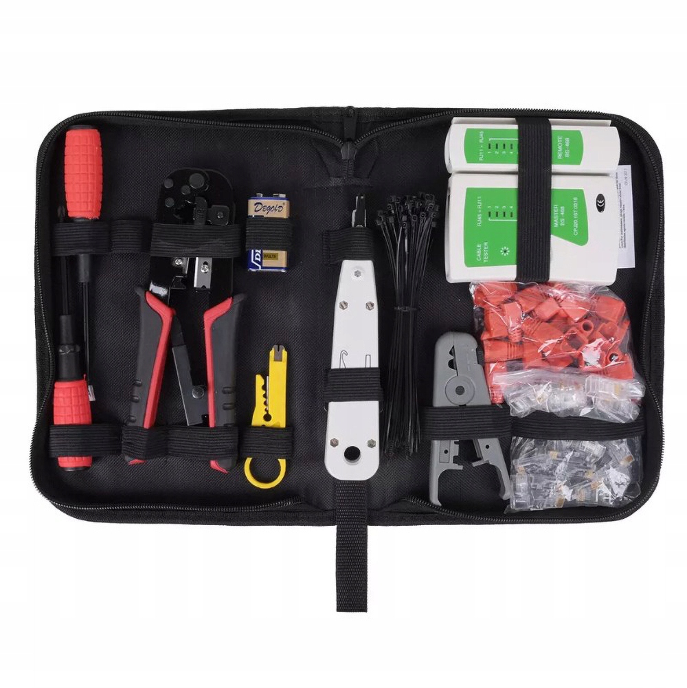 Zestaw Narzędzi Sieciowych Do Wtyków Przelotowych RJ45 Tester Zaciskarka
