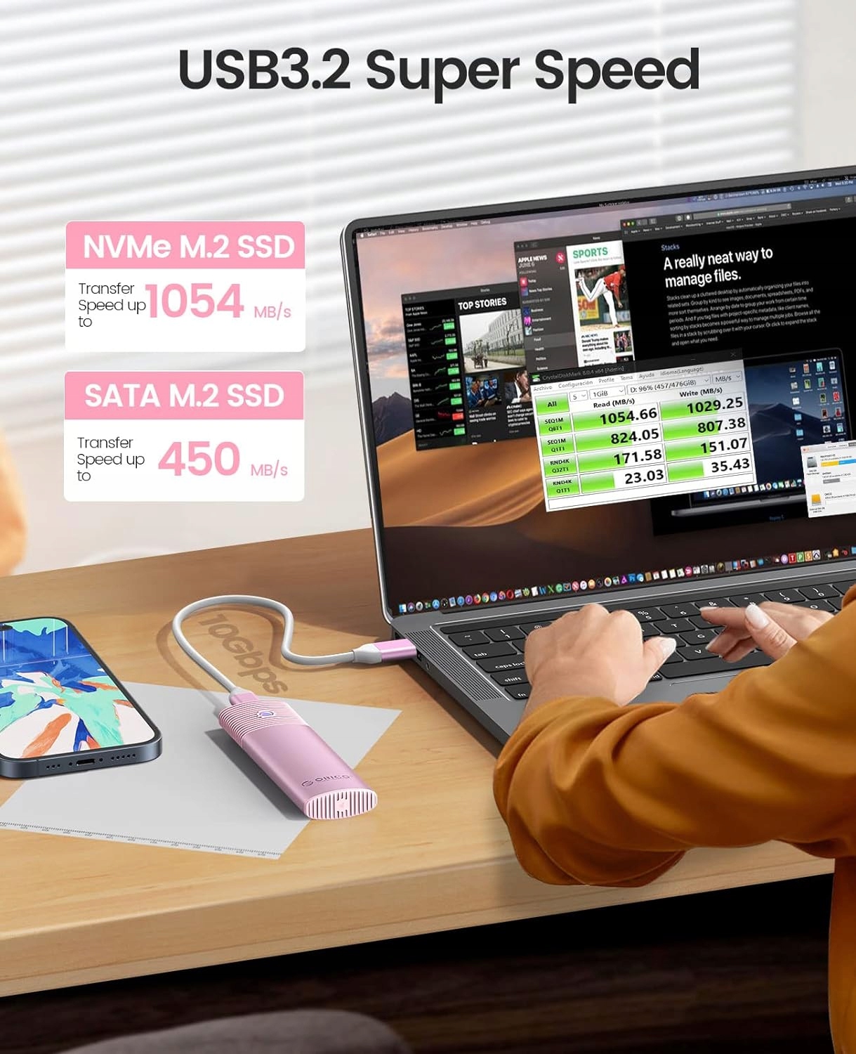 ORICO Adapter obudowy SSD M.2 NVMe SATA, z aluminium, bez narzędzi, USB C Producent bez marki