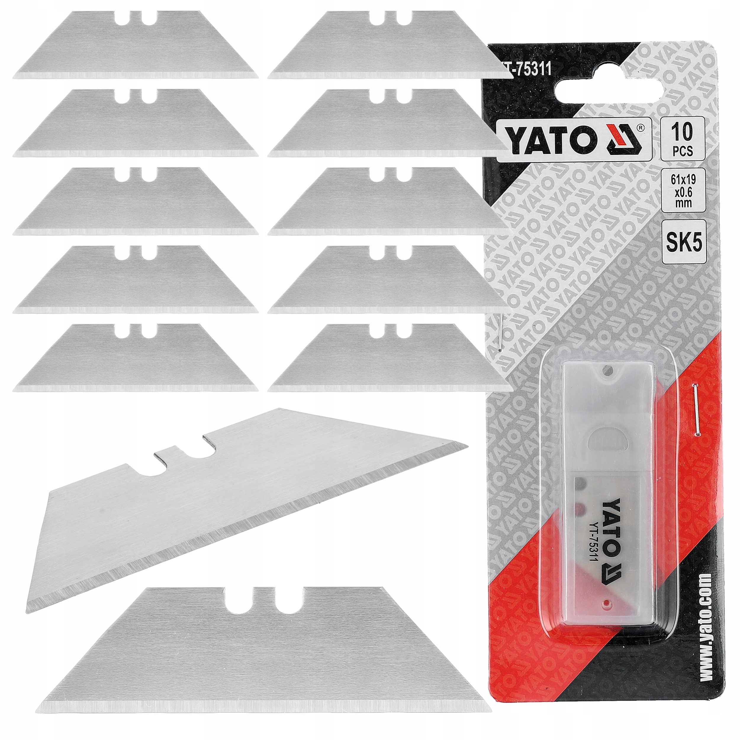 Yato Ostrza Zapasowe Wymienne Trapezowe Zestaw 10SZT SK5 61x19mm
