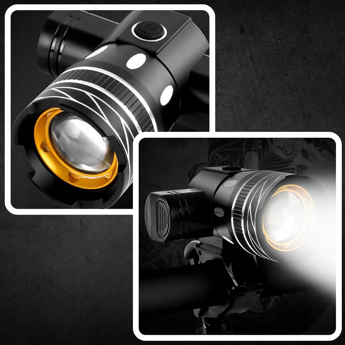 LAMPKA ROWEROWA LED NA ROWER KIEROWNICĘ MOCNA AKUMULATOROWA USB + TYŁ TYLNA Model LEDy T6 na Akumulator