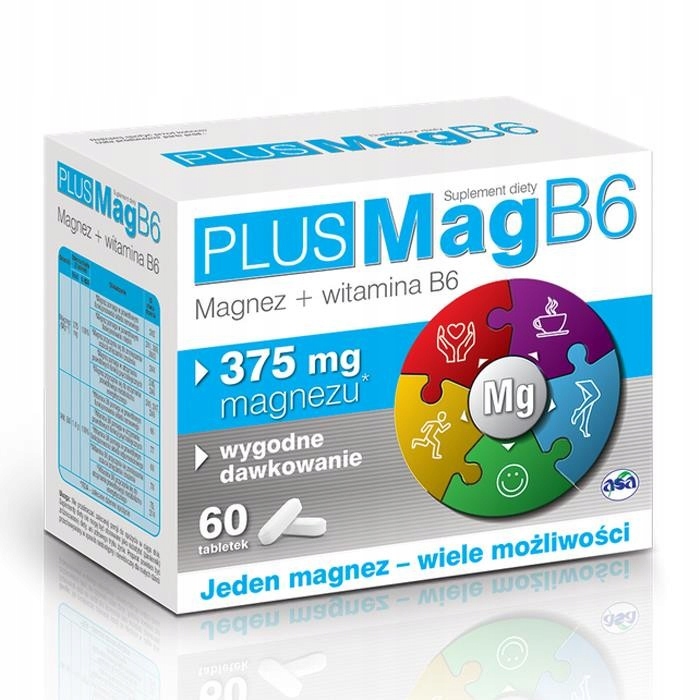 PlusMag B6 Tabletki Magnez Witamina B6 60tabl