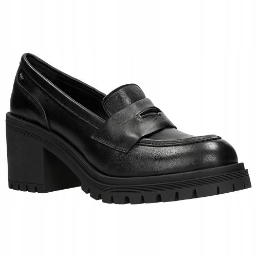 Buty Damskie Skórzane skóra naturalna Półbuty mokasyny Czarne Wojas r.38