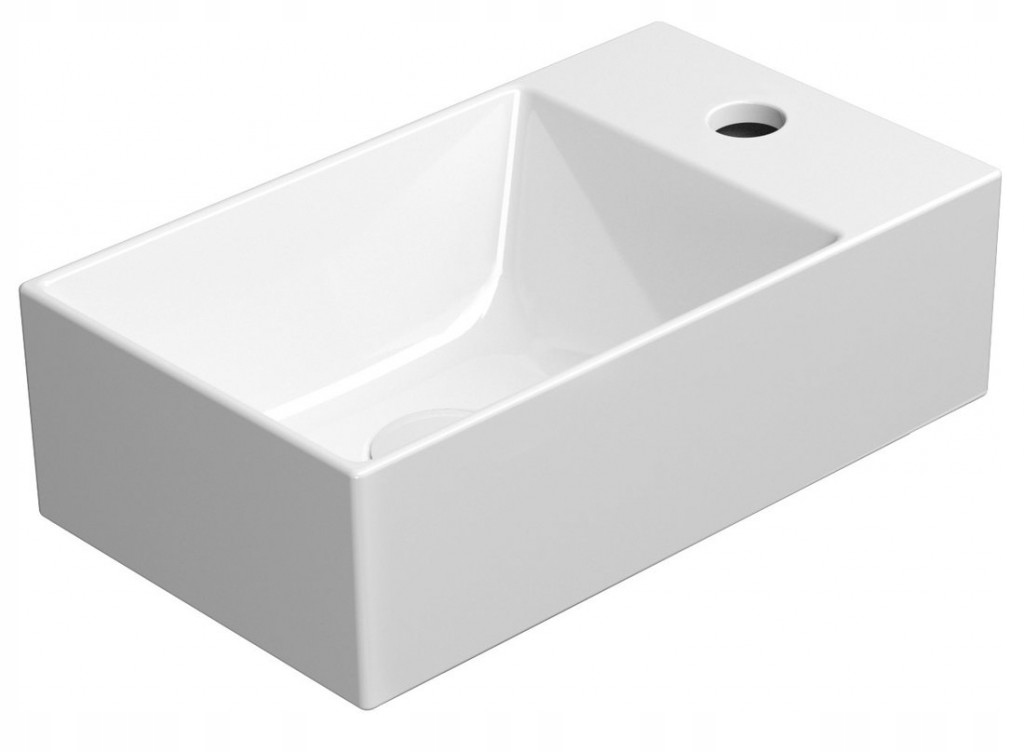 Kube X keramické umývadlo 40x23cm, pravé/ľavé, biela ExtraGlaze (9484111) /p