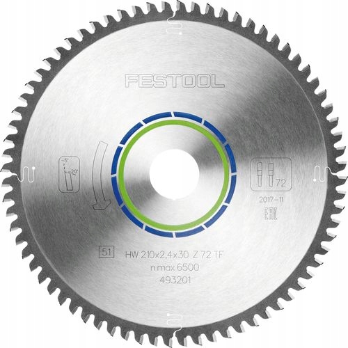Speciální pilový kotouč Festool 210x2,4x30 TF72 Na hliník