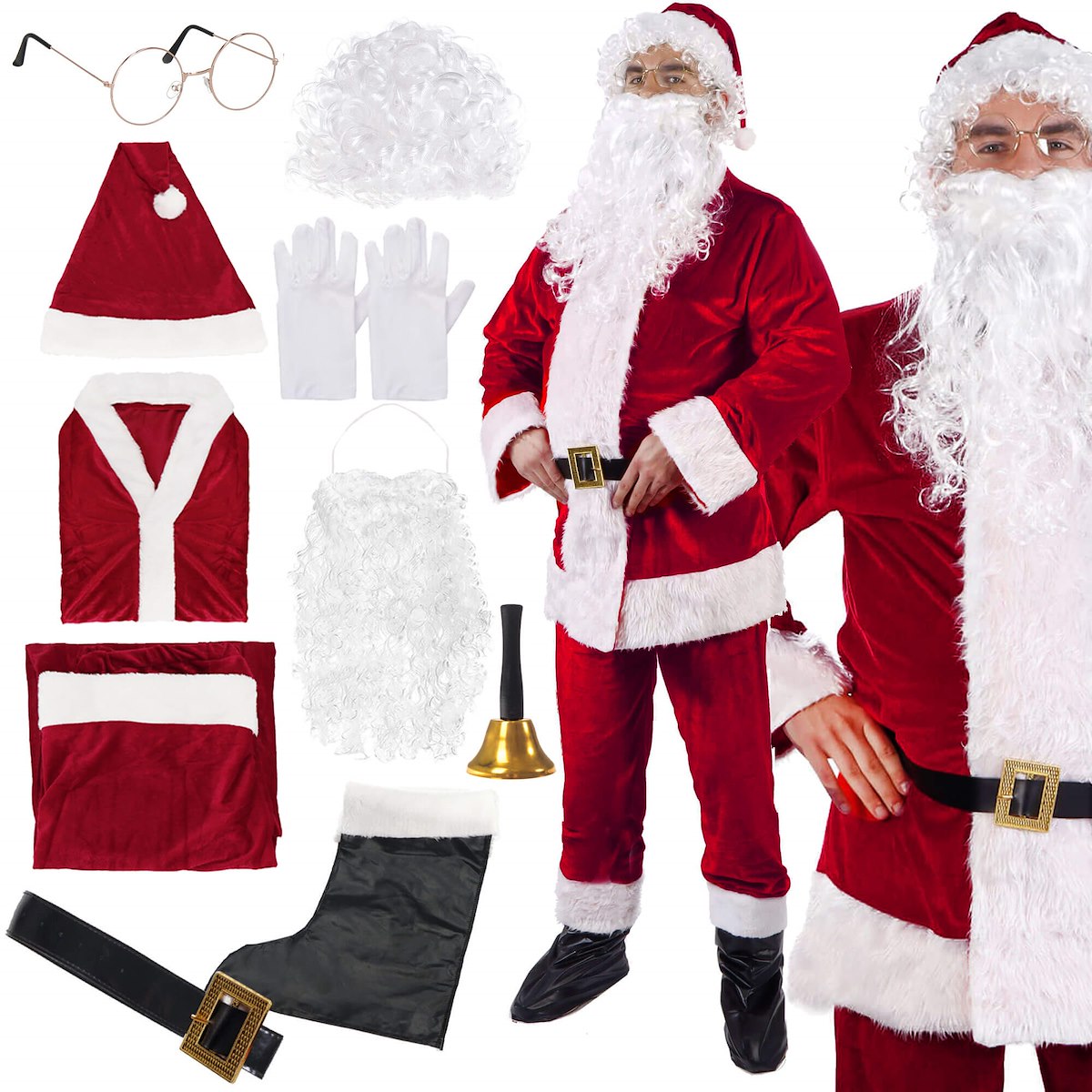 Kostým Svatého Mikuláše Kostým Premium 10v1 Velurový Profesionální Plyš