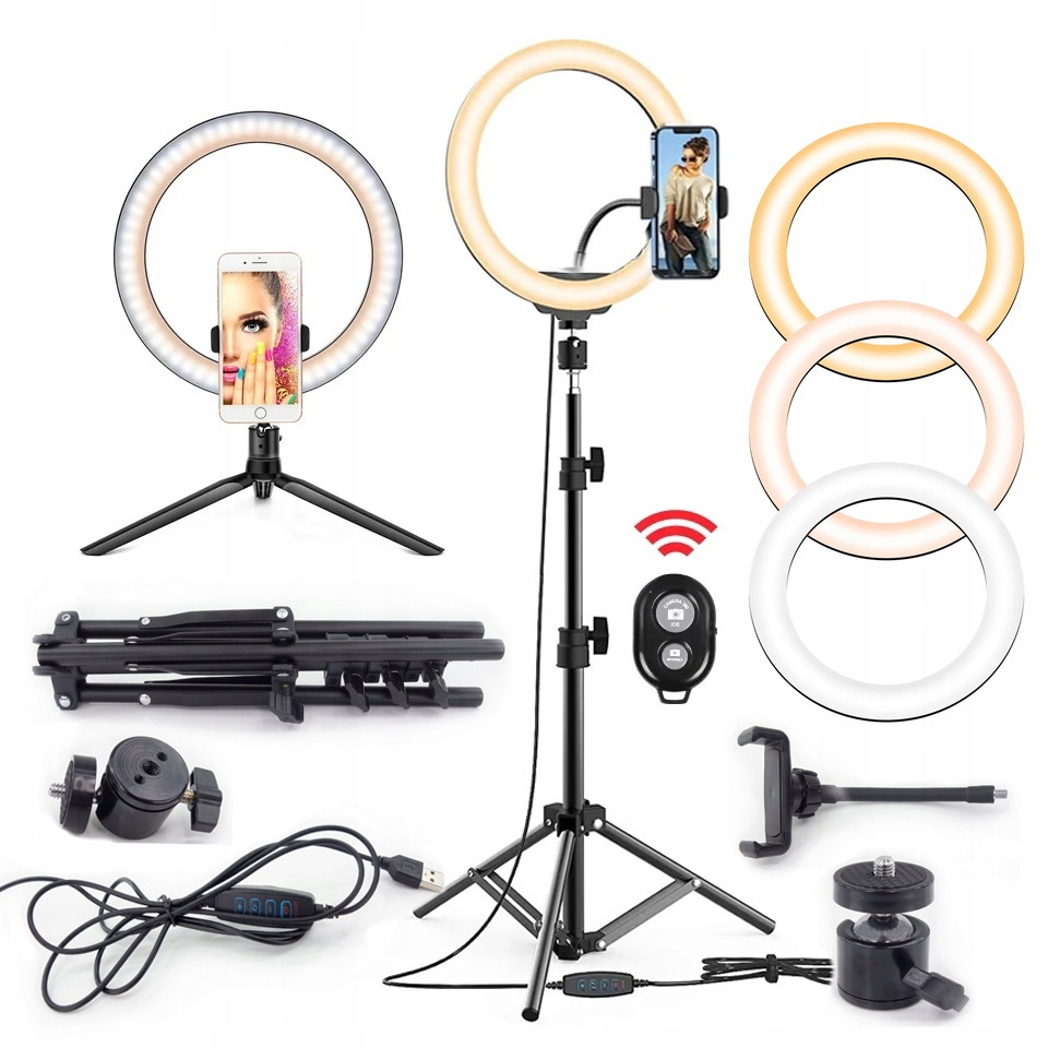 LAMPA PIERŚCIENIOWA LED RING 80W 30 CM STATYW 220 CM MAKIJAŻ YOUTUBE PILOT