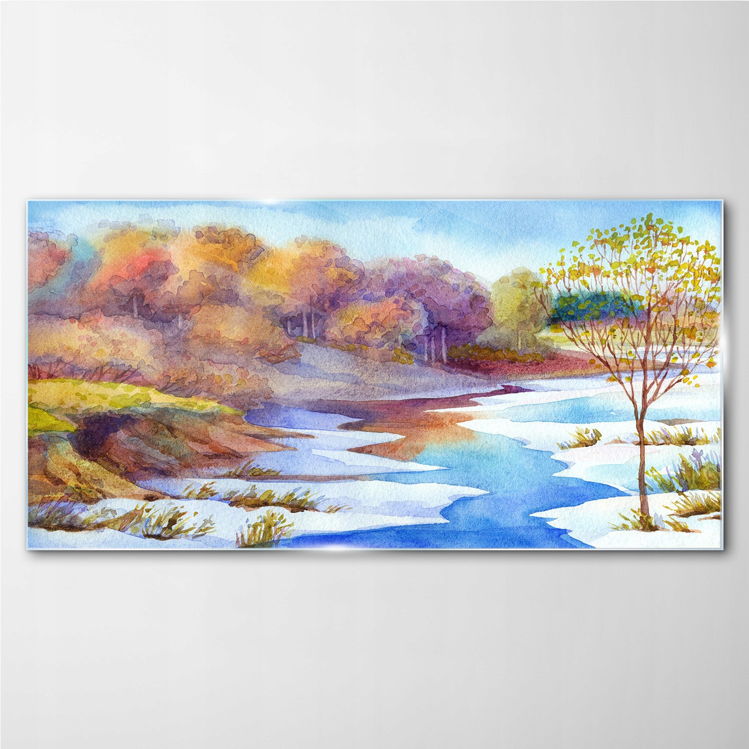 

Foto-obraz szklany Akwarela drzewa rzeka 140x70 cm