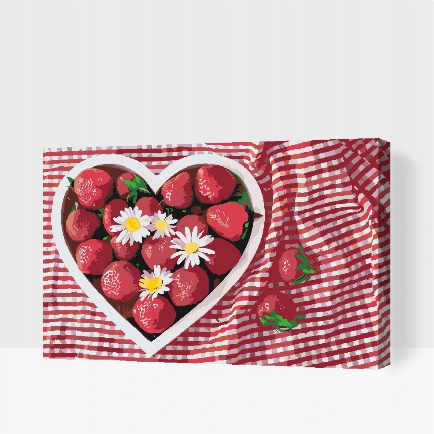 Malování Podle Čísel Miska s jahodami Kuchyňské jídlo Květiny XXL 40x60 cm