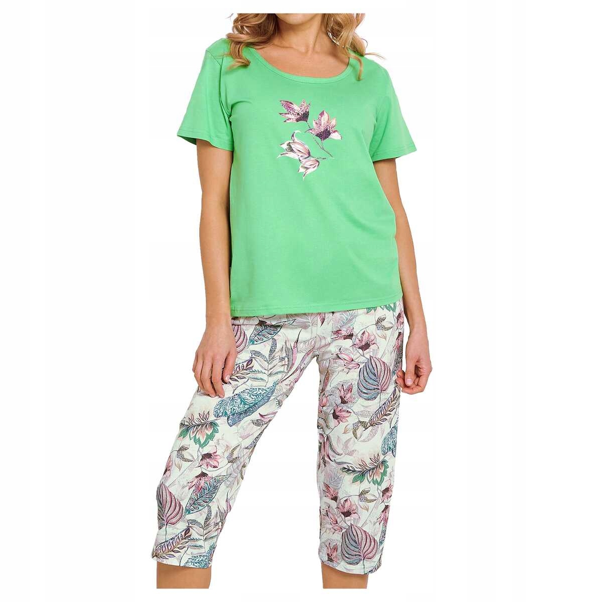 Taro Dámské bavlněné pyžamo s krátkým rukávem Lia 3344 01 zelená S