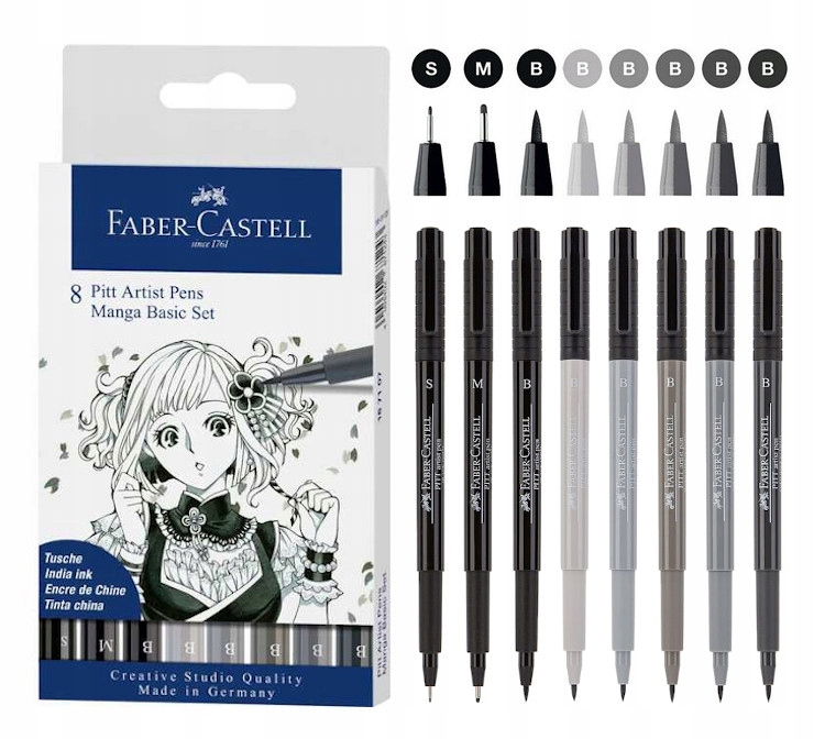 Tenkopis Pitt Artist Pen Manga 8x Faber-Castell