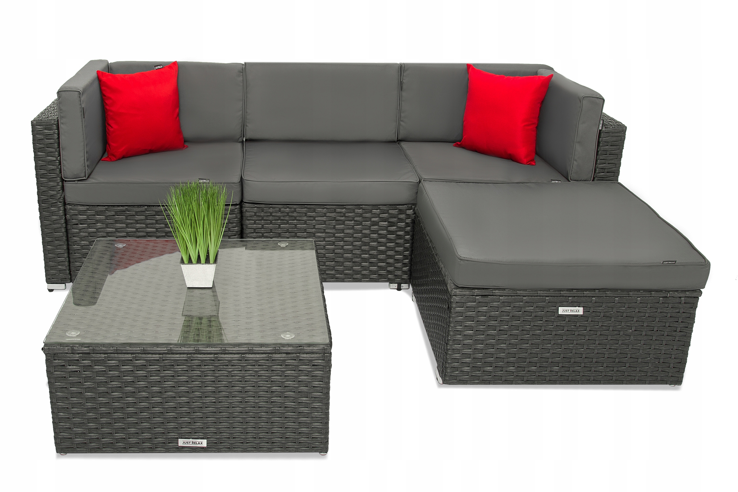 

Meble ogrodowe rattanowe 3-osobowa sofa puf stolik