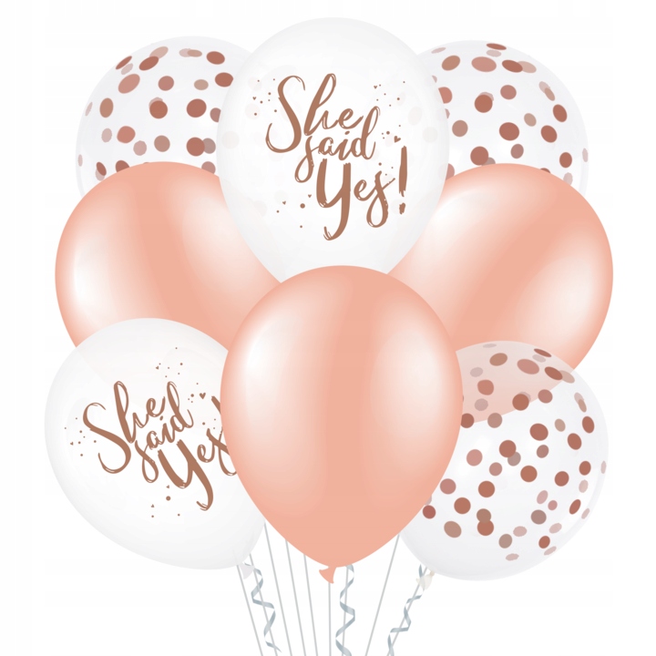 

Balony 12 cali She Said Yes rose gold 8 sztuk
