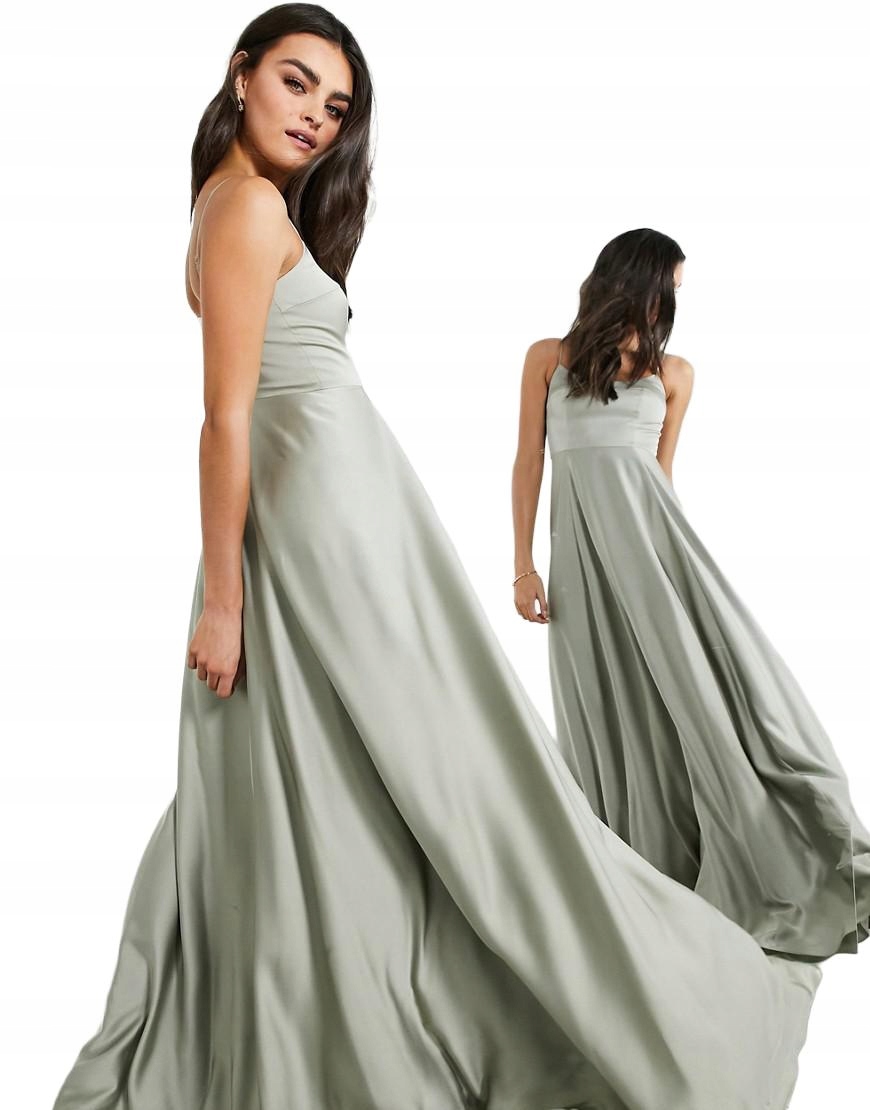 Asos Šaty Maxi Olivová Na Ramínka 40/L Šm 40
