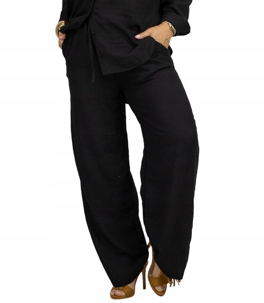 Kalhoty Wide Leg široké látkové z viskózy Agrafka L