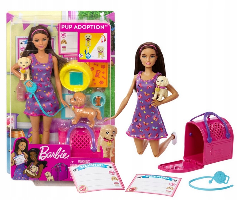 

Lalka Barbie Adopcja Piesków 2 pieski zestaw