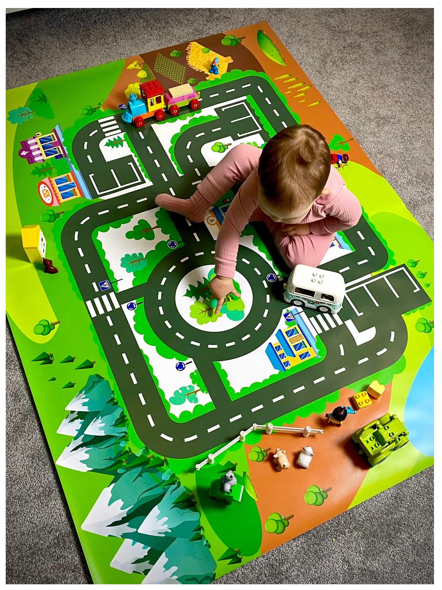

Mata Edukacyjna do klocków Droga Miasto 105x145cm